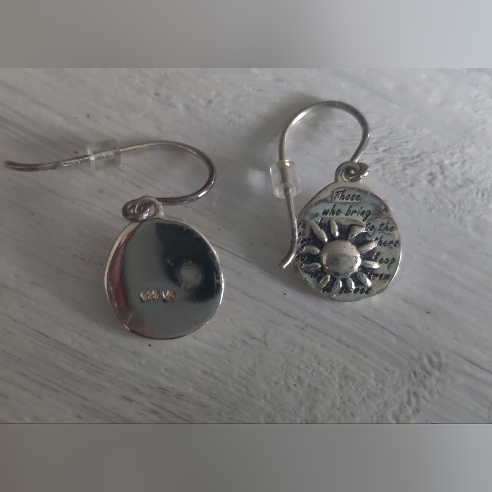 Sterling Silver Inspirational Sunflower Earrings - Picture 3 of 3